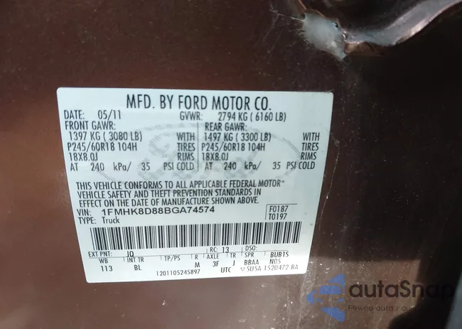 1FMHK8D88BGA74574: 44242552