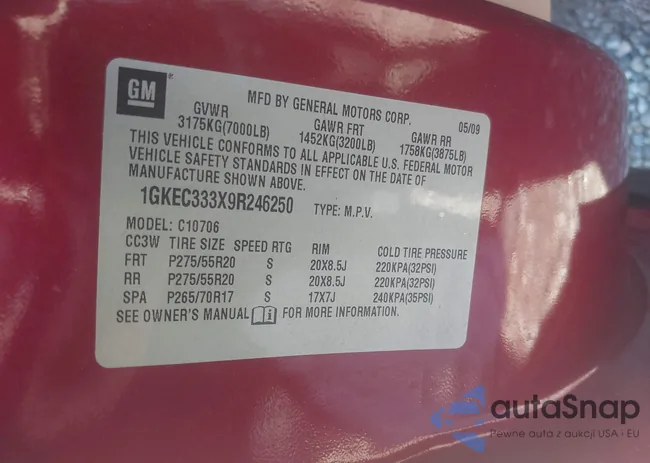 1GKEC333X9R246250: 44242602