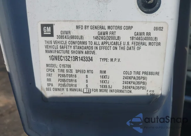 1GNEC13Z13R143334: 44242646