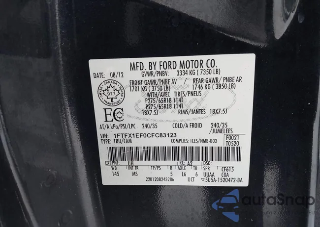 1FTFX1EFOCFC83123: 44242727