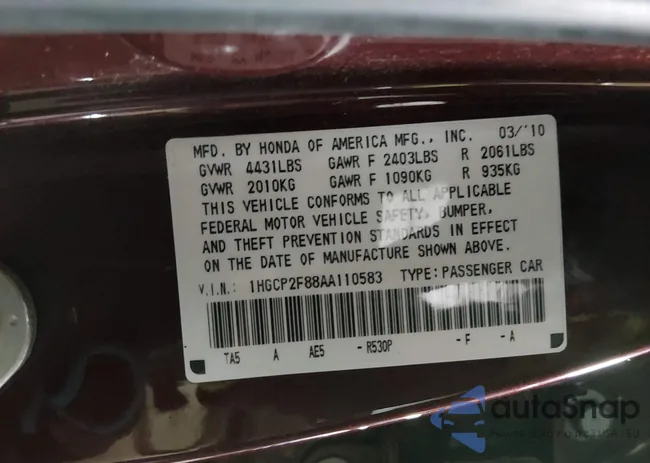 1HGCP2F88AA110583: 44243277