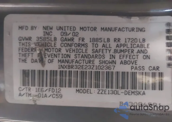 1NXBR32E23Z102367: 44243599