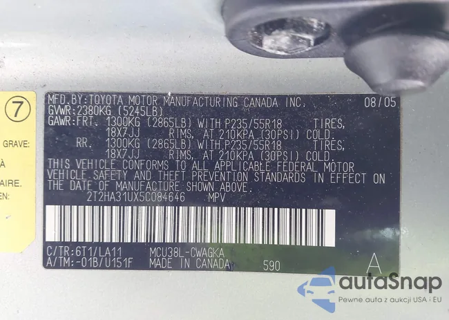 2T2HA31UX5C084646: 44243668