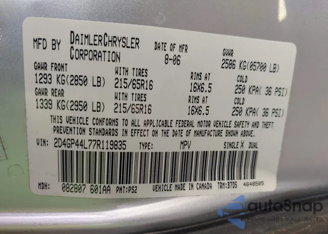 2D4GP44L77R119835: 44243752