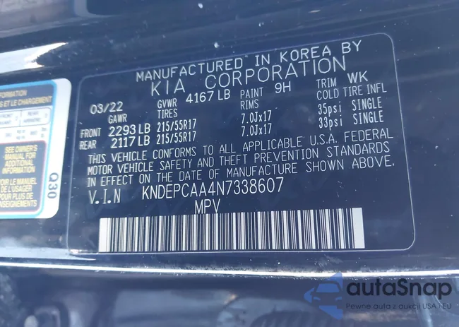 KNDEPCAA4N7338607: 44243187