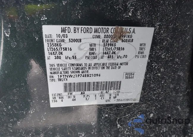 1FTNW21P74EB21094: 44244342