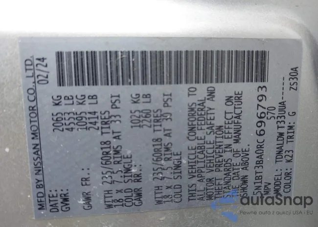 5N1BT3BA0RC696793: 44244345