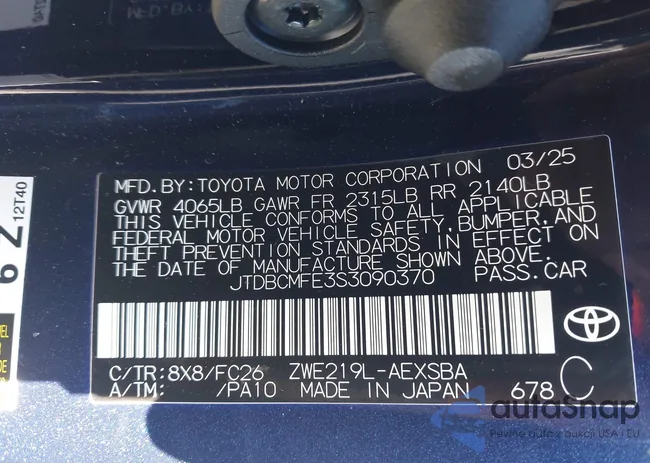 JTDBCMFE3S3090370: 44244434