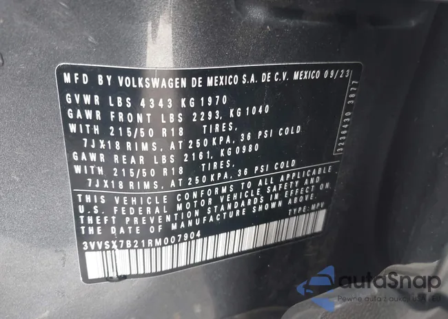 3VVSX7B21RM007904: 44244500