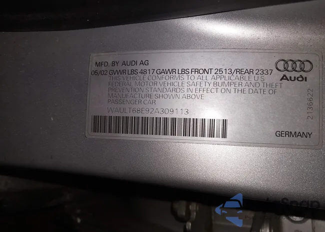 WAULT68E92A309113: 44244602