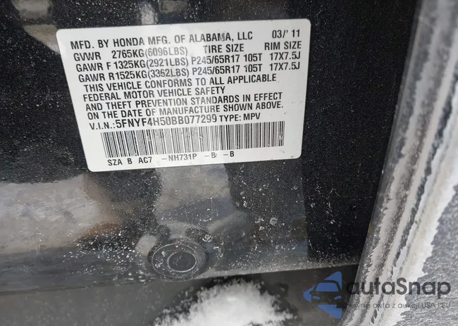 5FNYF4H50BB077299: 44244658