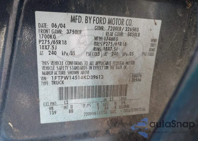 1FTPW14514KD39613: 44244813