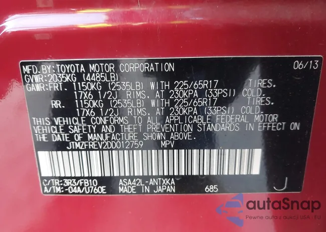 JTMZFREV2DD012759: 44244834