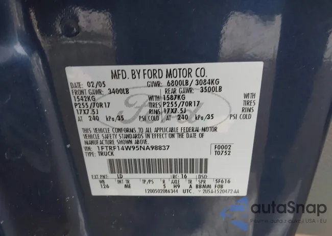 1FTRF14W95NA98837: 44243888