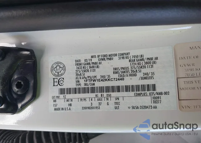 1FTFW1E42KKC72440: 44244157