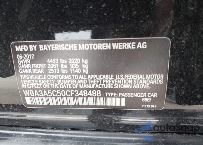 WBA3A5C50CF348488: 44245446