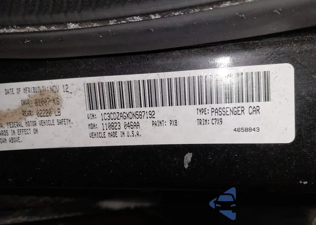 1C3CDZAGXDN587192: 44245556