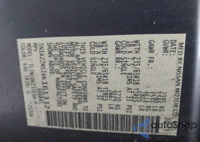 5N1AZ2MS1KN161332: 44245567