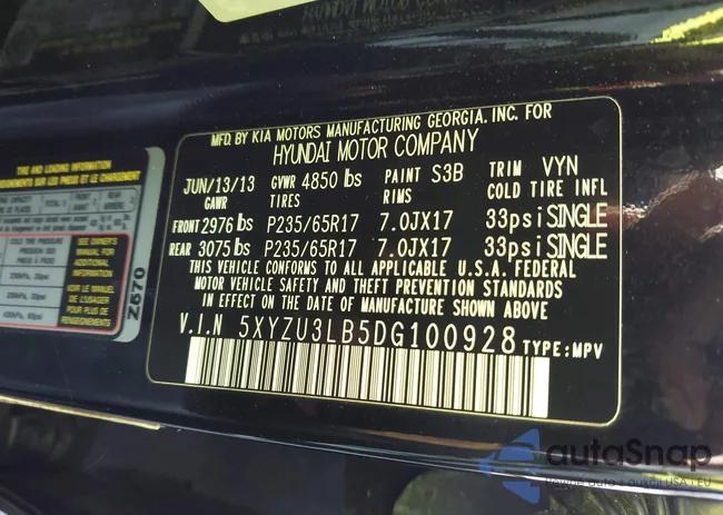 5XYZU3LB5DG100928: 44245580