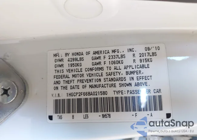 1HGCP2F66BA021580: 44245592