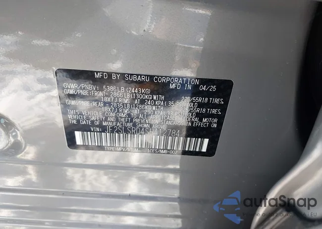 JF2SLSRD4SH412784: 44245644