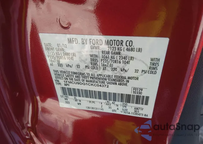 1FMCU9DG1CKC04372: 44245733