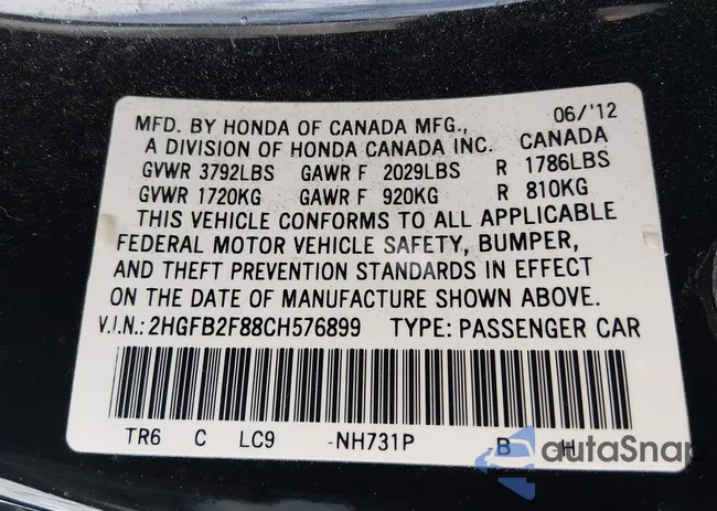 2HGFB2F88CH576899: 44245794