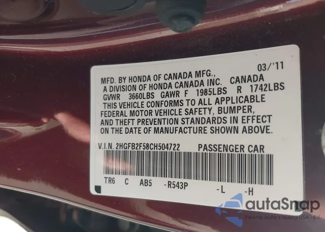 2HGFB2F58CH504722: 44245006