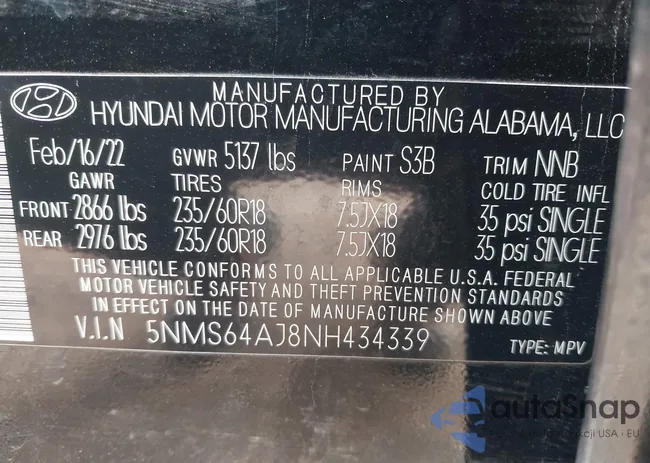 5NMS64AJ8NH434339: 44245016