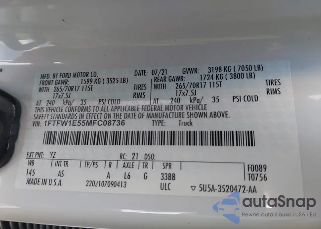 1FTFW1E55MFC08736: 44245030