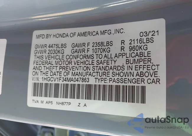 1HGCV1F34MA047863: 44245107