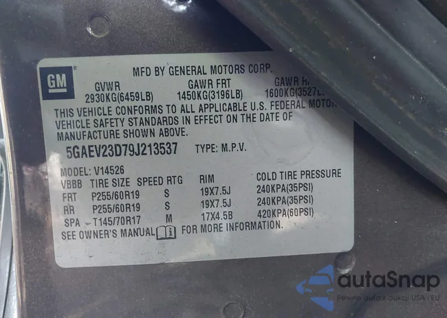 5GAEV23D79J213537: 44246287