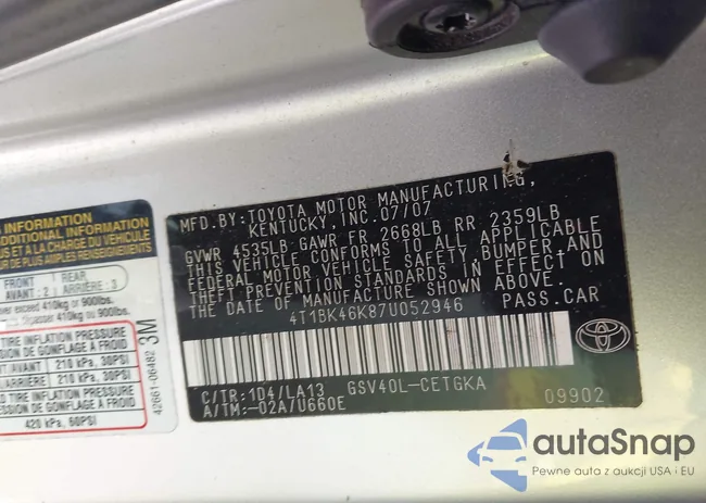 4T1BK46K87U052946: 44246468