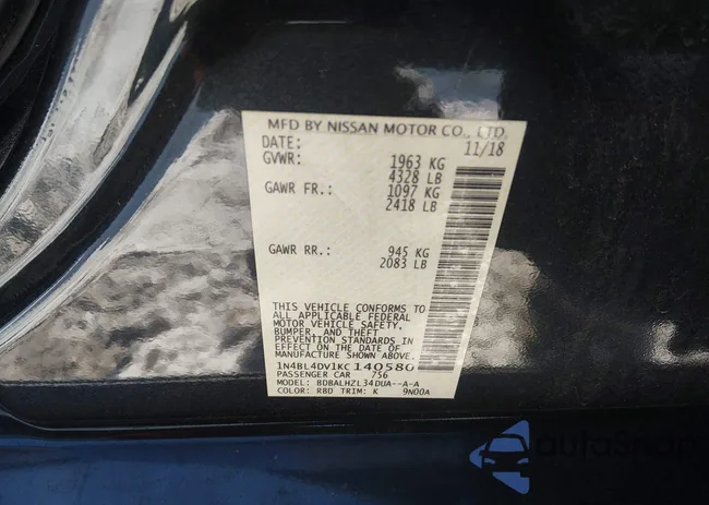 1N4BL4DV1KC140580: 44246570