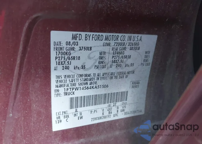 1FTPW14564KA51506: 44246589