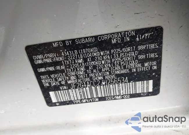 JF2GTACC2JH256534: 44246607