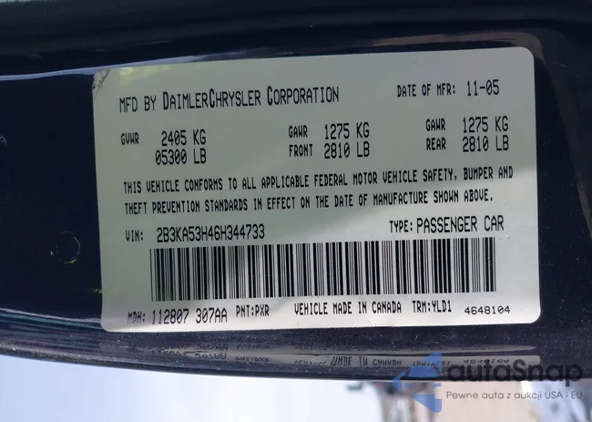 2B3KA43G68H317439: 44246657