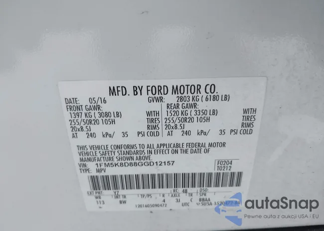 1FM5K8D88GGD12157: 44246770