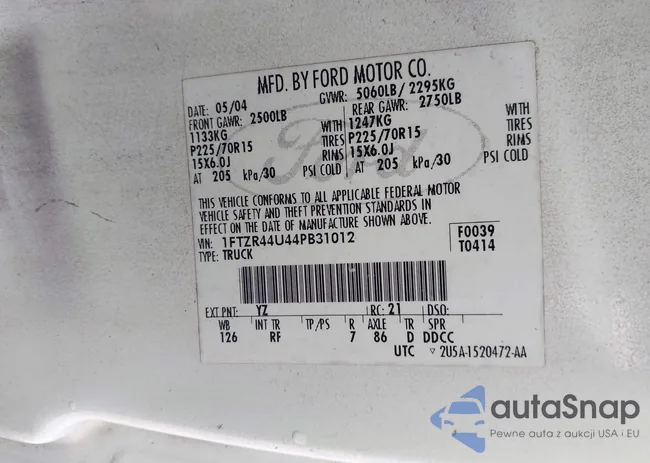 1FTZR44U44PB31012: 44245926