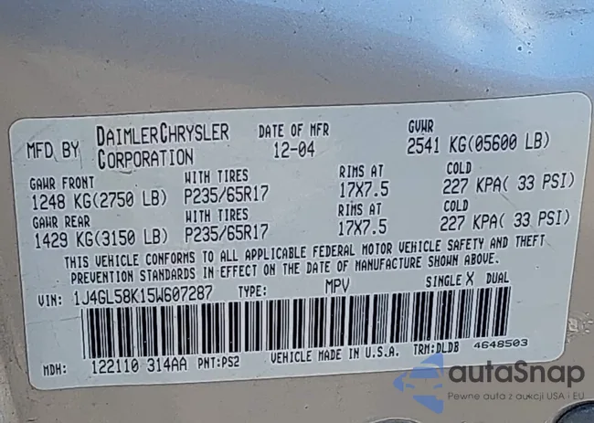 1J4GL58K15W607287: 44245953