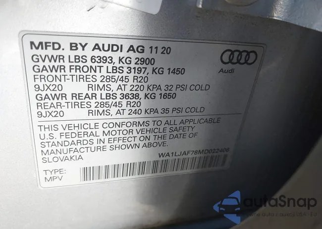 WA1LJAF78MD022406: 44245958