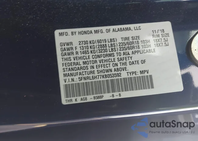 5FNRL6H77KB053592: 44247429