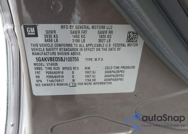 5GAKVBED5BJ100756: 44246892