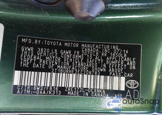 2T1BURHE2EC208783: 44246933