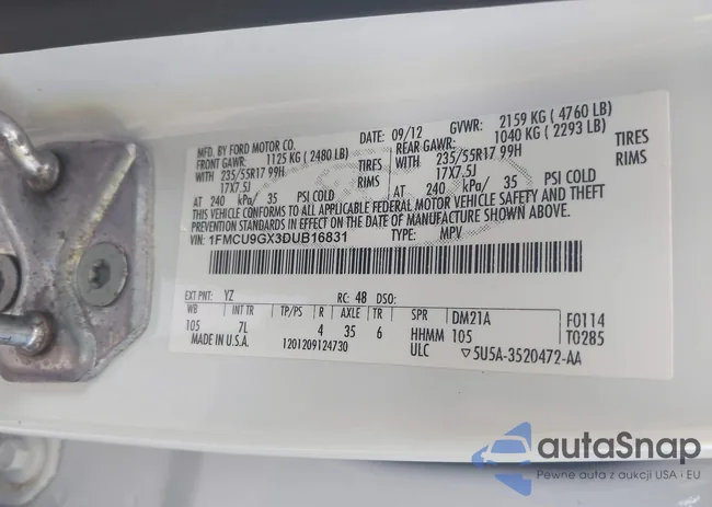 1FMCU9GX3DUB16831: 44247980