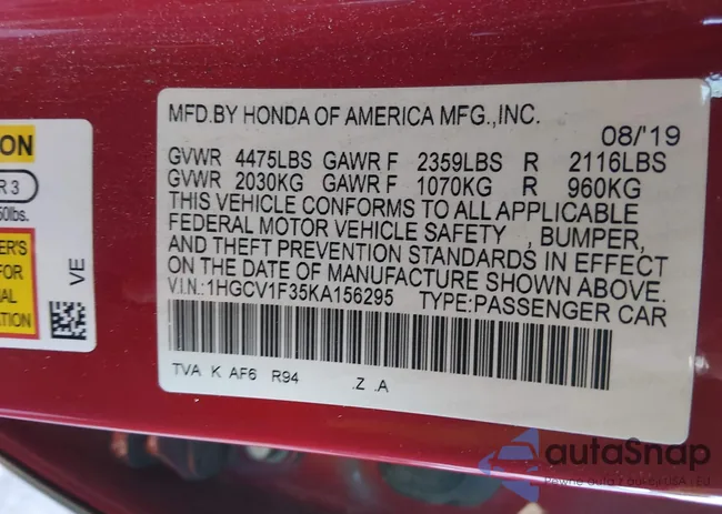 1HGCV1F35KA156295: 44248022