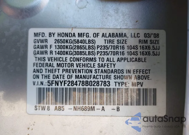 5FNYF28478B028783: 44248206