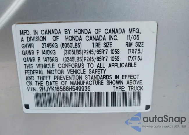 2HJYK16566H549935: 44249535