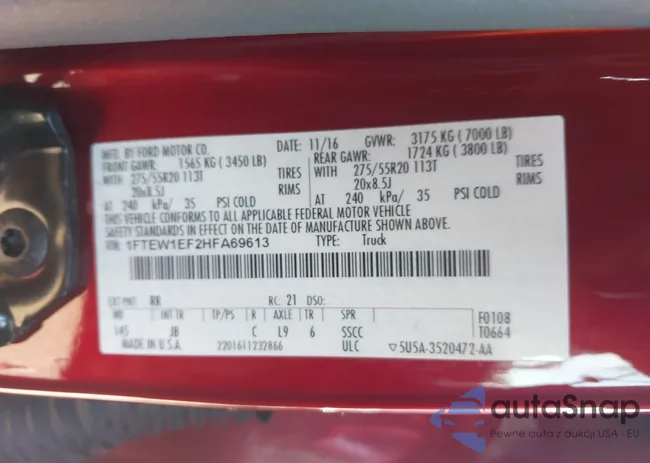 1FTEW1EF2HFA69613: 44249711