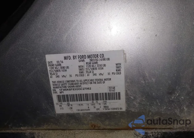 1FM5K8F83GGC27062: 44249063